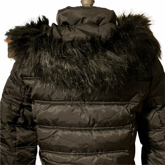 NAUTICA Black Jacket Quilted Puffer Coat Faux Fur Trimmed Hood Choice of Size - Picture 5 of 5